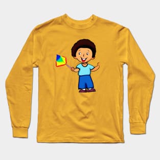 Little Boy Flying His Kite Long Sleeve T-Shirt